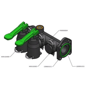 Блок распределитель с модульными кранами: 2 крана