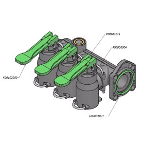 Блок распределитель с модульными кранами: 3 крана