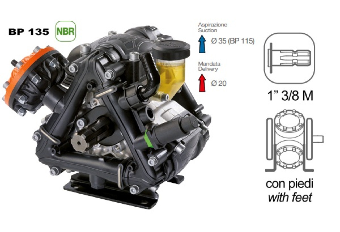 Насос мембранный Comet® серия ВP115 (110 л/мин; 20 бар); вал ВОМ 13/8 Насос мембранный Comet® серия ВP115 (110 л/мин; 20 бар); вал ВОМ 13/8