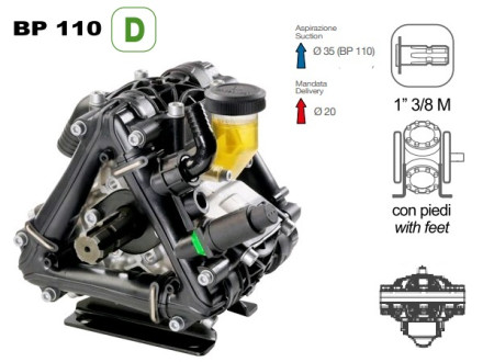 Насос мембранный Comet® серия ВP110 D (110 л/мин; 20 бар); гидрокомпенсатор; вал ВОМ 13/8
