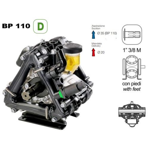 Насос мембранный Comet® серия ВP110 D (110 л/мин; 20 бар); гидрокомпенсатор; вал ВОМ 13/8