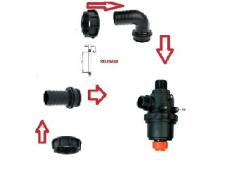 Фильтр всасывающий A314 с клапаном 150 л/мин; 50 меш;вх.:d=40 mm.(прямой)-вых.:d=40 mm.(90 гр.)