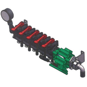 Блок ручных клапанов NRG001: 5V 13-25-25+манометр+электромагнитный расходомер Tecomec