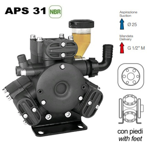 Насос мембранный Comet® серия APS 31 (25 л/мин; 40 бар); элемент соединительный под 6 болтов