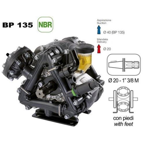 Насос мембранный Comet® серия ВP135 (124 л/мин; 20 бар); вал d20 гладкий/шпонка - ВОМ 13/8