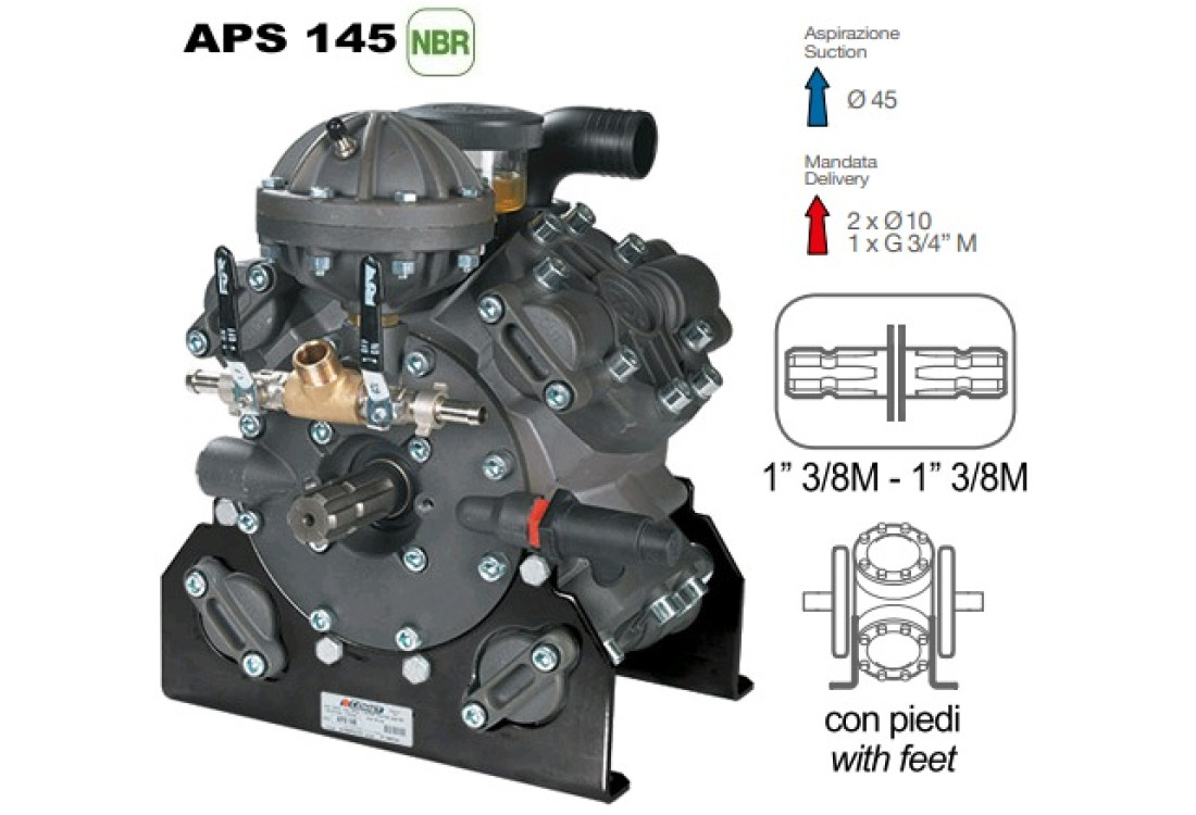 Насос мембранный Comet® серия APS 145 (142 л/мин; 50 бар); вал ВОМ 13/8 Насос мембранный Comet® серия APS 145 (142 л/мин; 50 бар); вал ВОМ 13/8