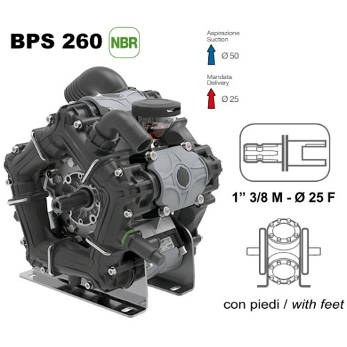 Насос мембранный Comet® серия ВPS260 (249 л/мин; 20 бар); ВОМ 13/8 - вал d25 внутрен./шпонка