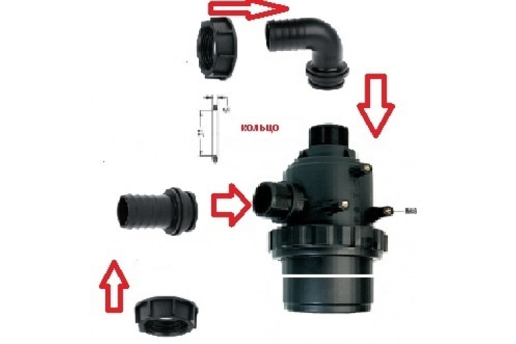 Фильтр всасывающий A314; 150 л/мин, 32 меш вход: d=40 mm.(прямой), выход d=40 mm.(90 гр.)