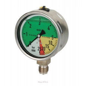 Манометр 0÷25 бар; вх.снизу Ш1/2; корпус нерж. (4 цвета)
